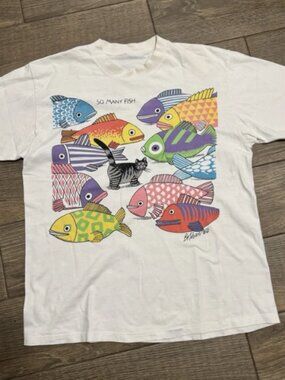 Crazy Shirts Hawaii Cat & Fish Graphic Tee